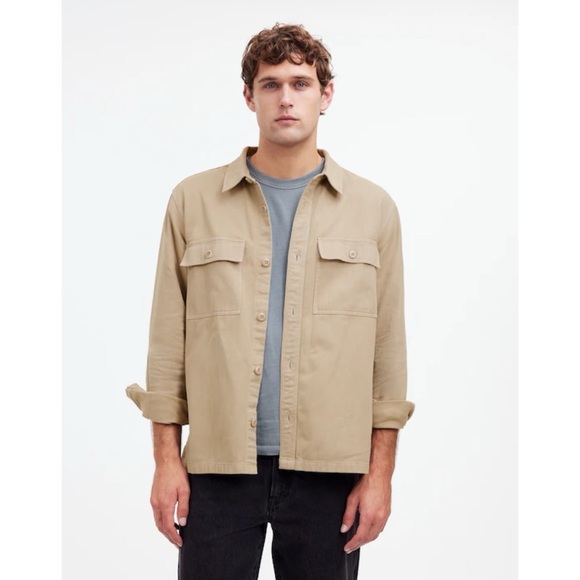 Madewell Work Shirt Jacket Garment-Dyed Straight Hem Button Front Sz L - Picture 1 of 10